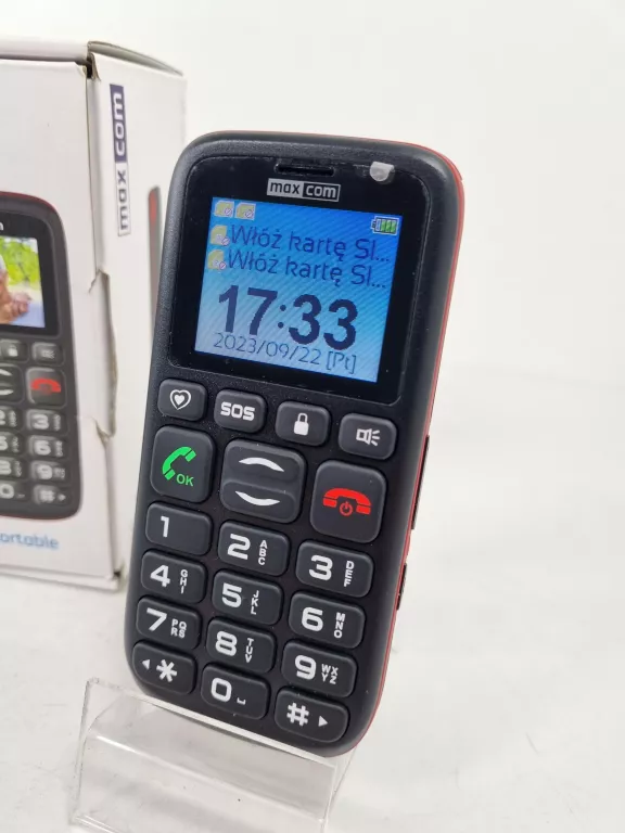 TELEFON MAXCOM MM428 + PUDEŁKO + ŁADOWARKA
