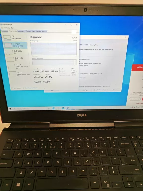 LAPTOP DELL INSPIRON P65F INTEL I5 256/4  POLECAM!