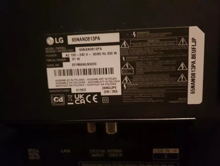 TELEWIZOR LG 65NANO81 LED 65" WI-FI SMART DVB-T2 4K