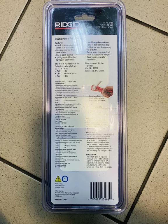 NOŻYCE RIDGID PC-1250 DO RUR Z TWORZYW 3-42MM