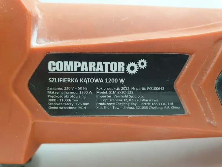 SZLIFIERKA KĄTOWA COMPARATOR 1200W