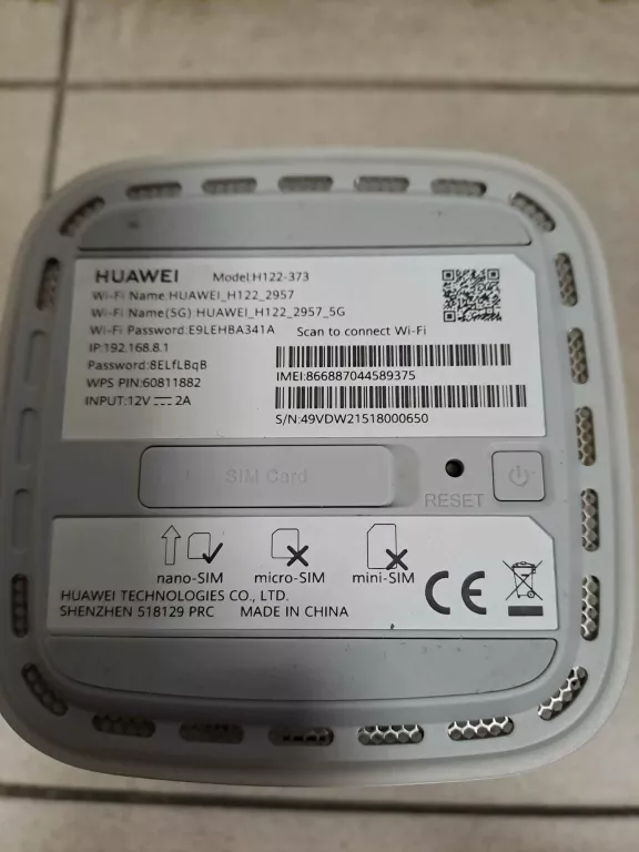 ROUTER HUAWEI 5G   H122-373/PRZEWÓD ZASILAJĄCY