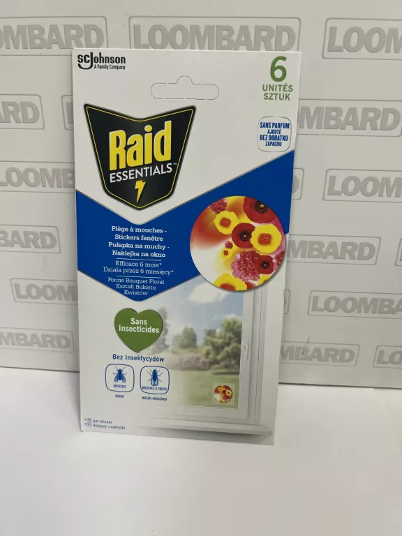 RAID ESSENTIALS PUŁAPKA NA MUCHY 6SZT, NAKLEJKA BUKIET KWIATÓW