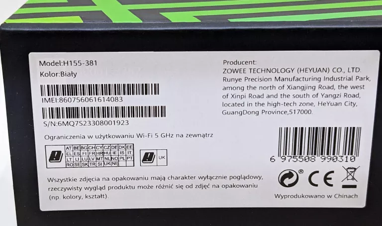 ROUTER ZOWEE 5G CPE 5 H155-381 KOMPLET JAK NOWY