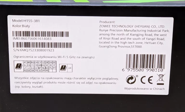 ROUTER ZOWEE 5G CPE 5 H155-381 KOMPLET JAK NOWY