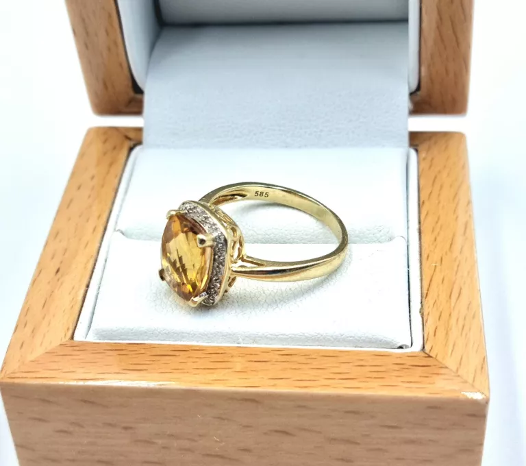 zloty-pierscionek-z-diamentami-i-cytrynem-pr-585-w-378-gr-apartroz-18-stan-uzywany