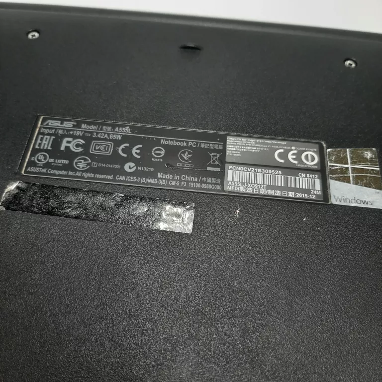 LAPTOP ASUS A555L I3-4005/4GB/HDD/NVIDA GEFORCE 920 M/WIN 10 HOME