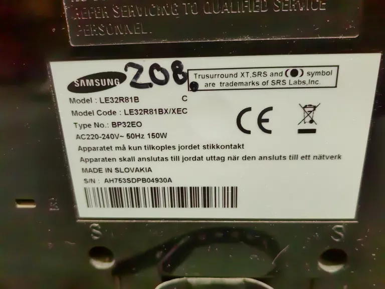 TELEWIZOR SAMSUNG LE32R81BX/XEC BEZ PILOTA PLAMA