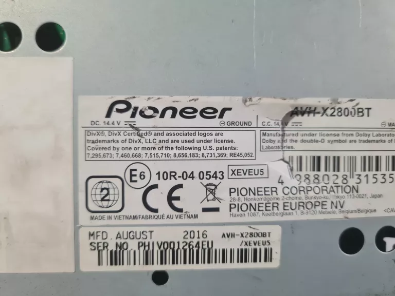 RADIO 2 DIN PIONEER AVH X2800BT + KOSTKI