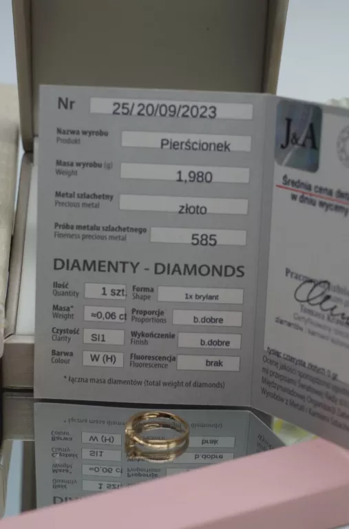 UŻYWANY PIERSCIONEK Z DIAMENTEM 585 R13