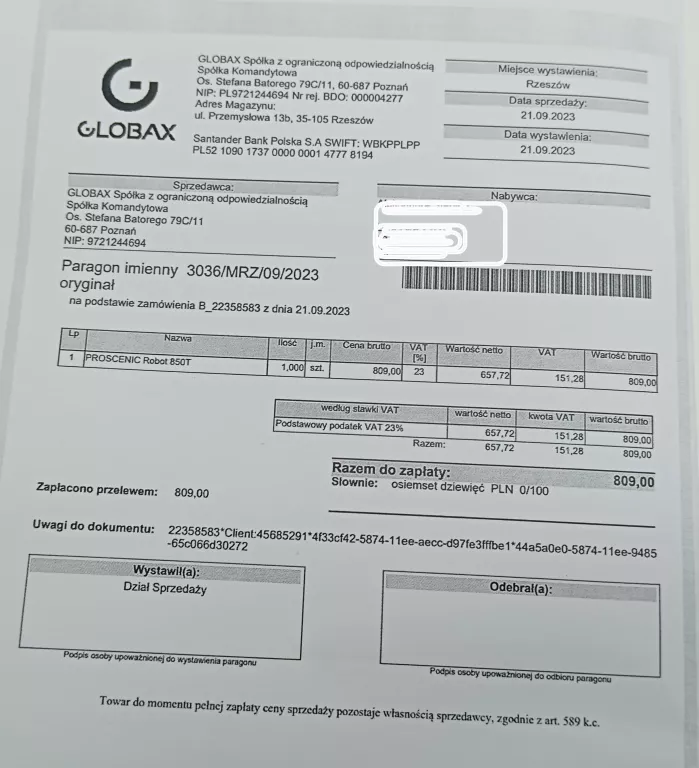 ODKURZACZ PROSCENIC 850T
