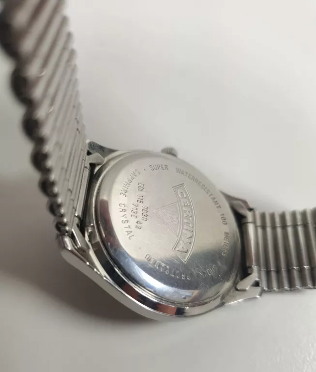 CERTINA DS 7030 EOL 115 Z LAT "90, PLECIONA BRANSOLETA, SZAFIROWE SZKŁO
