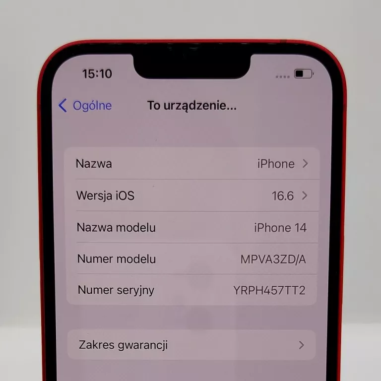 TELEFON IPHONE 14 128GB CZERWONY BATERIA 100%
