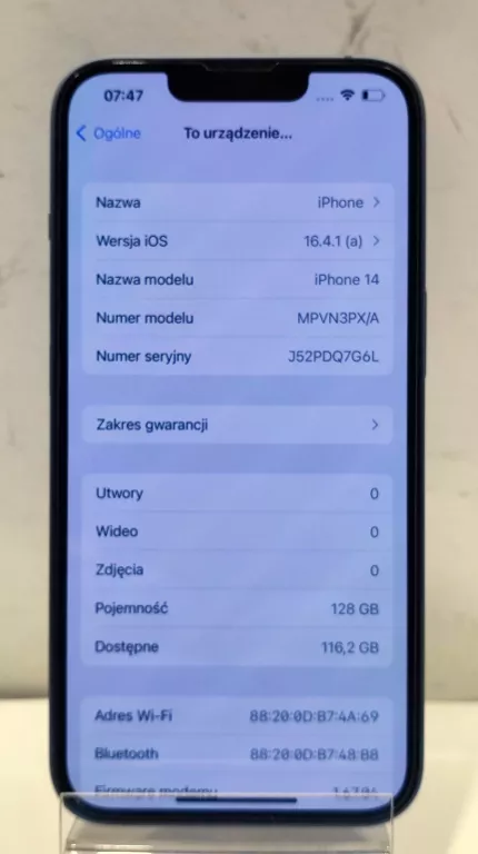 SMARTFON APPLE IPHONE 14 6 GB / 128 GB BŁĘKITNY