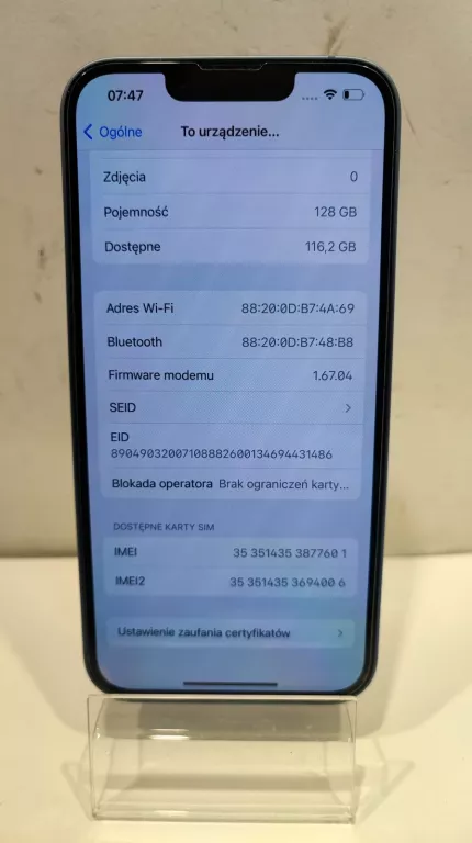 SMARTFON APPLE IPHONE 14 6 GB / 128 GB BŁĘKITNY