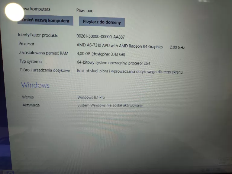 LAPTOP  ASUS  F555Y BEZ BATERI LAD