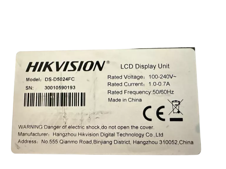 MONITOR HIKVISION DS-D5024FC CZARNY