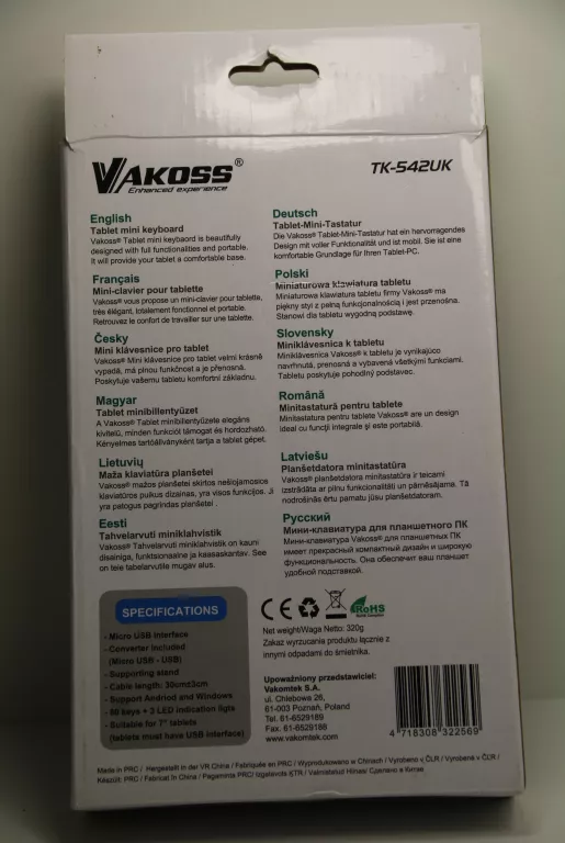 KLAWIATURA DO TABLETU VAKOSS + PUD