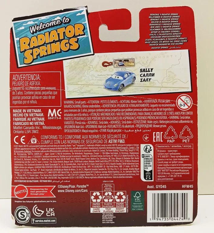 MATTEL DISNEY CARS AUTA - SALLY + ZAWIESZKA