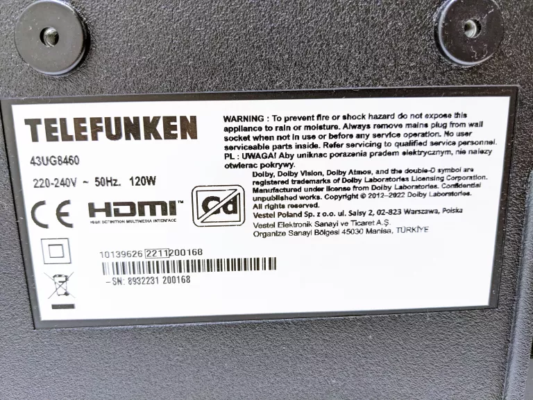 TELEWIZOR TELEFUNKEN 43UG8460