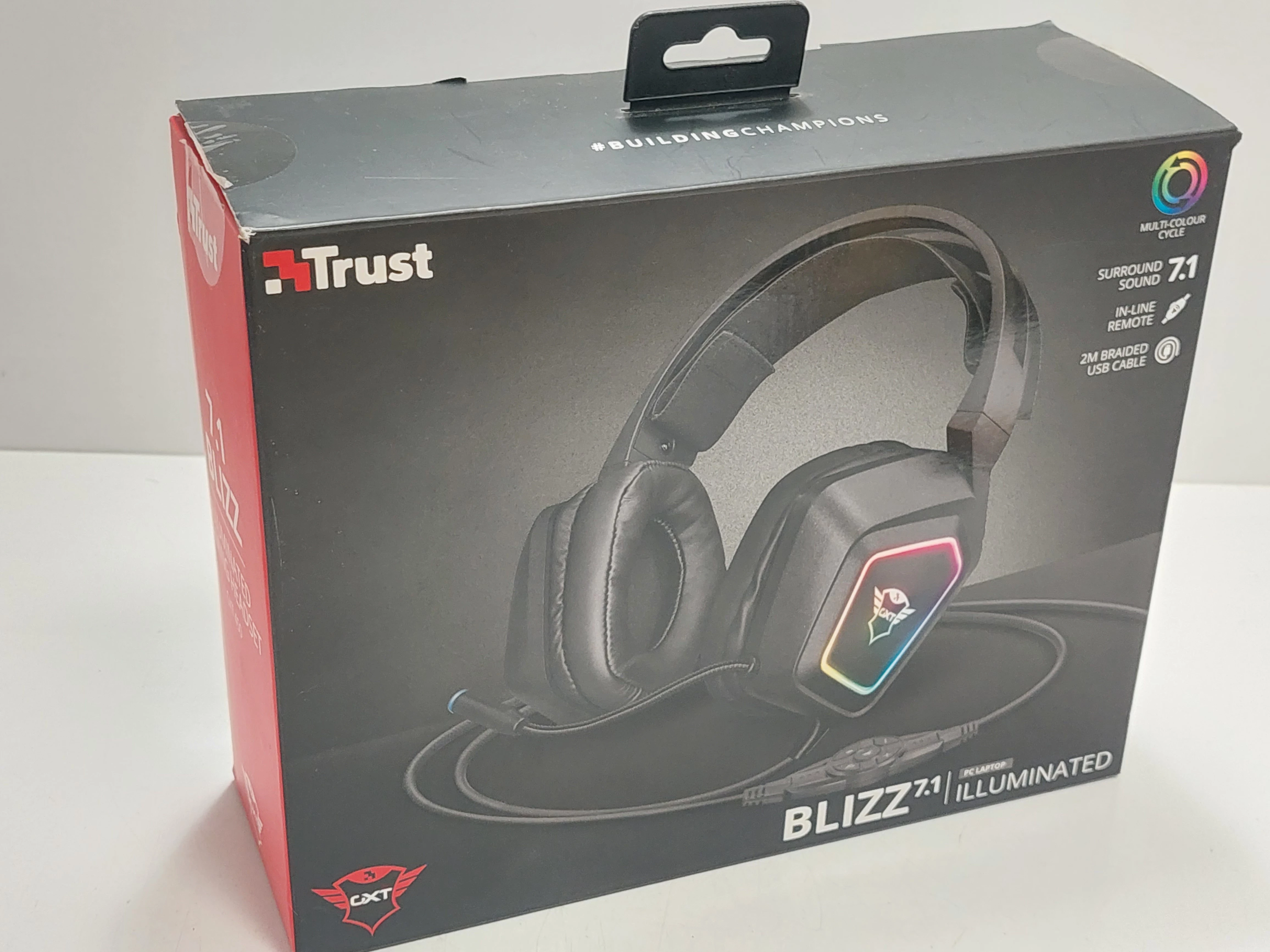 S UCHAWKI GRACZA TRUST GXT450 BLIZZ 7.1 RGB USB Przewodowe