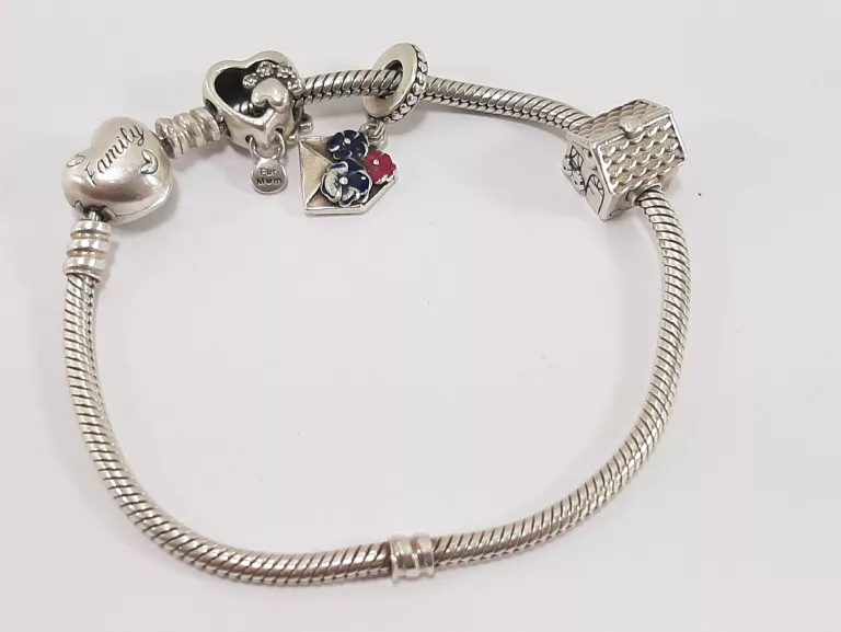 SREBRNA BRANSOLETKA PANDORA 925 CHARMSY 19CM