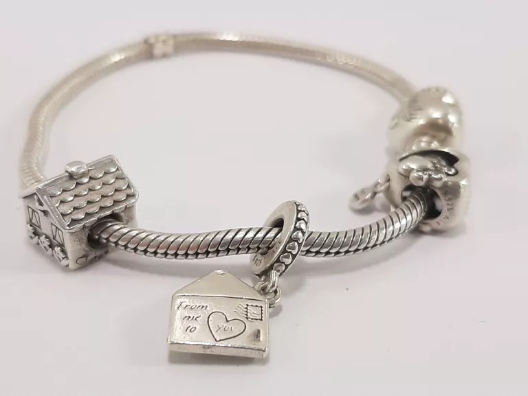 SREBRNA BRANSOLETKA PANDORA 925 CHARMSY 19CM