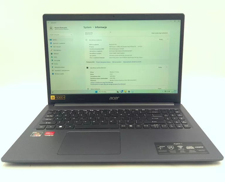 LAPTOP ACER ASPIE 3 A315-23-R7Z7 8GB/512GB/RYZEN5