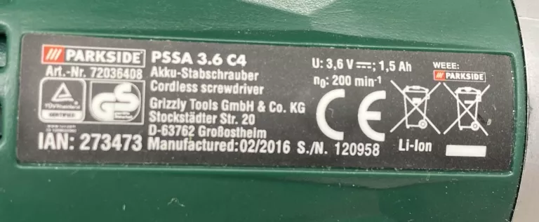 WKRĘTAK PARKSIDE PSSA 3.6 C4 ! ZESTAW !