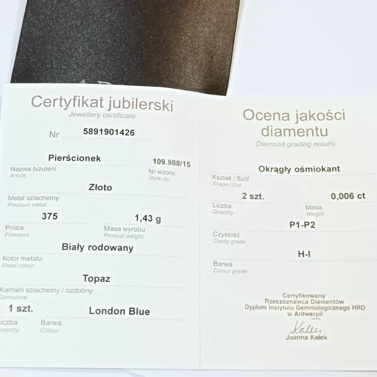 PIERŚCIONEK APART Z DIAMENTEM + CERTYFIKAT