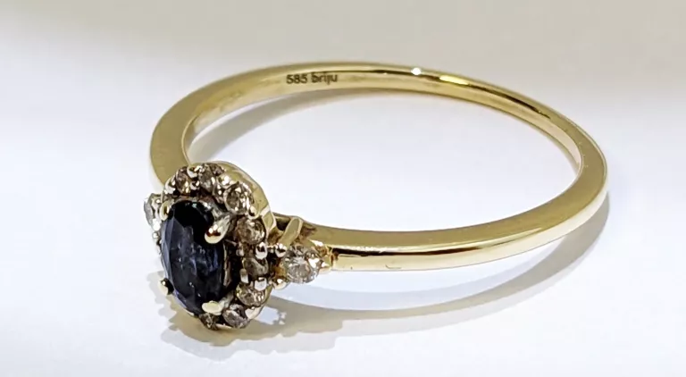 PIERŚCIONEK Z SZAFIREM I DIAMENTAMI 585 R.15 BRIJU