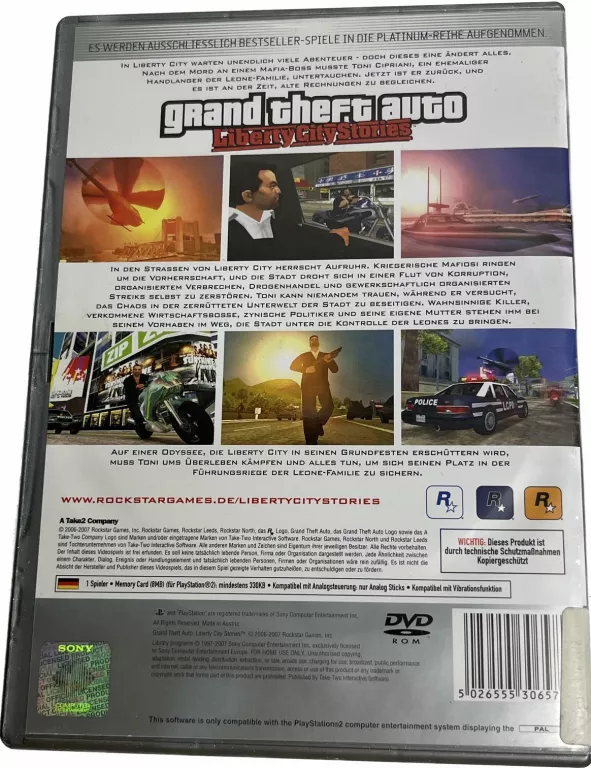 PS2 GTA LIBERTY CITY STORIES KOMPLET