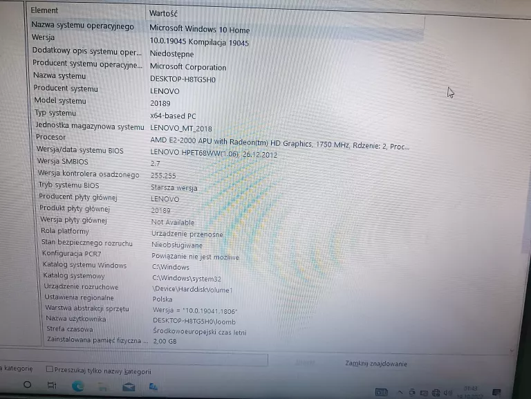 LAPTOP LENOVO B575 250/2GB