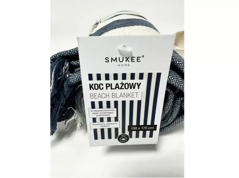 KOC PLAŻOWY SMUKEE 130X170 CZARNO BIAŁY