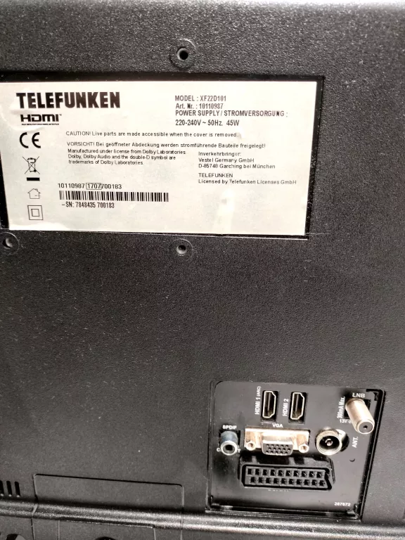 TELEWIZOR TELEFUNKEN XF22D101 22 CALE + PILOT