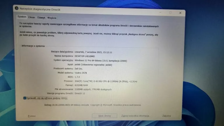 LAPTOP DELL VOSTRO 3578 15,6 " #POLECAM#