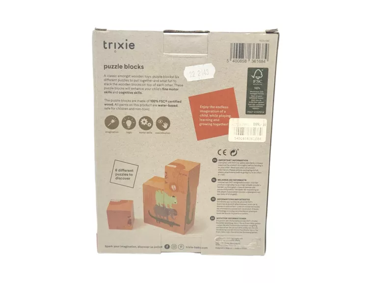TRIXIE ZWIERZĘTA DREWNIANE KLOCKI - PUZZLE