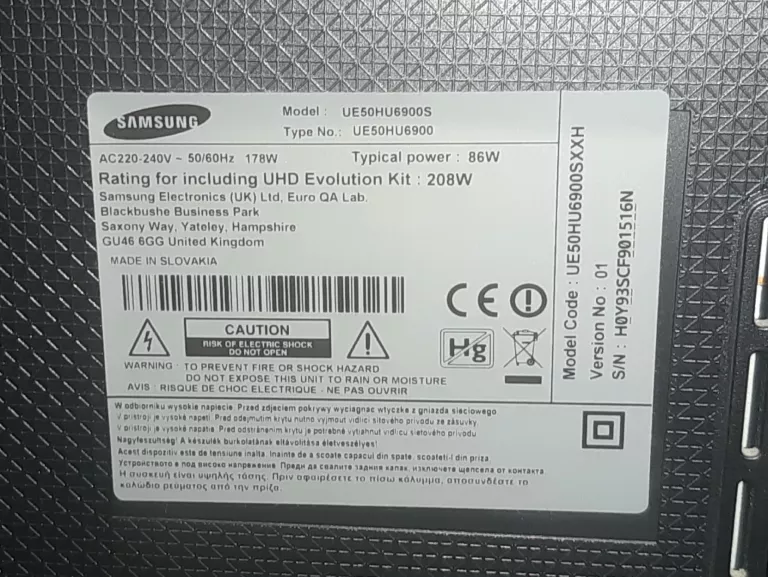 SMART TV 4K SAMSUNG 50" DVB-T2 UE50HU6900S
