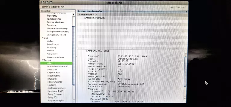 LAPTOP MACBOOK AIR A1237 2/80GB
