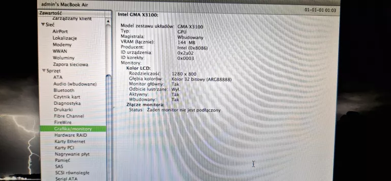 LAPTOP MACBOOK AIR A1237 2/80GB