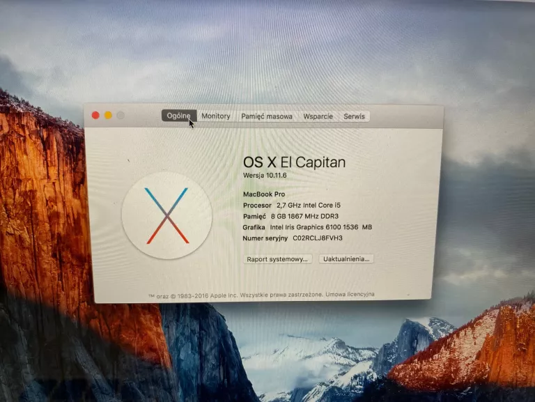 LAPTOP MACBOOK PRO 13 2015 INTELCORE 5 8GB/128GB Z ETUI I ZASILACZEM