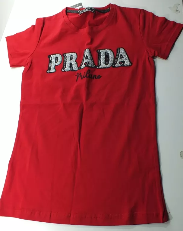KOSZULKA PRADA MILANO DAMSKA CZERWONA M