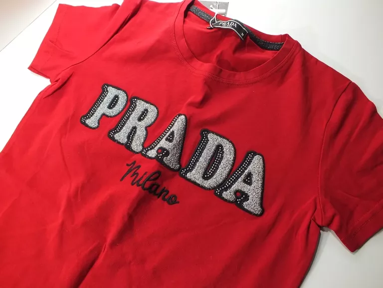 KOSZULKA PRADA MILANO DAMSKA CZERWONA M