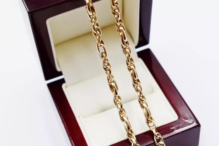 UNIKATOWY ZŁOTY ŁAŃCUSZEK PRÓBY 585 SPLOT:KSIĄŻE WALII 45CM 9,17G