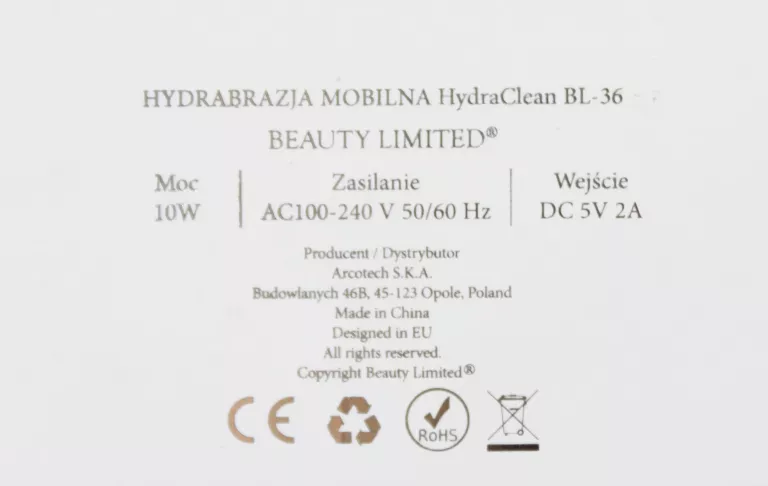 HYDRABRAZJA MOBILNA 4 GŁOWICE FILTRY KOMPRESY ZESTAW BEAUTY LIMITED 10W