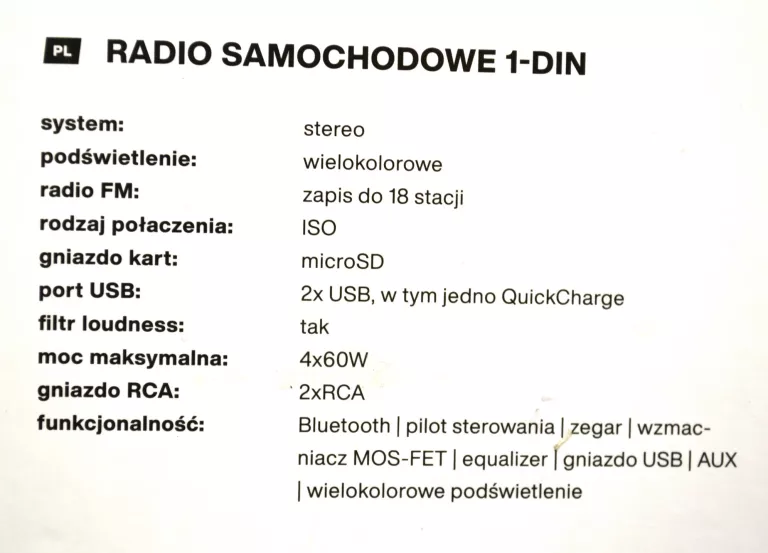 RADIO SAMOCHODOWE VORDON HT-199 + KOMPLET