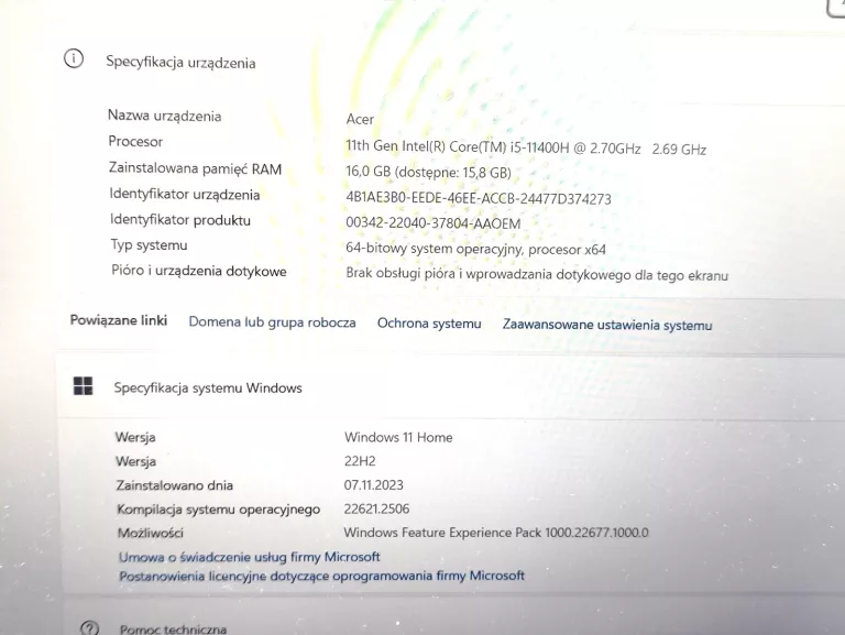 LAPTOP ACER NITRO 5 N20C1 I5/16RAM/RTX3050/512SSD