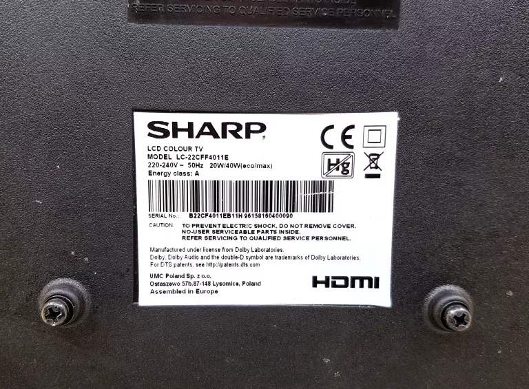 TELEWIZOR SHARP LC22CFF4011E 22" LED FULL HD