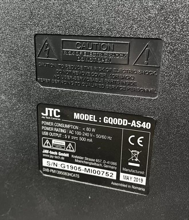TELEWIZOR JTC ATLANTIS 4.0 FHD (GQ0DD-AS40) 40" SPRAWNY! ODBIÓR OSOBISTY!