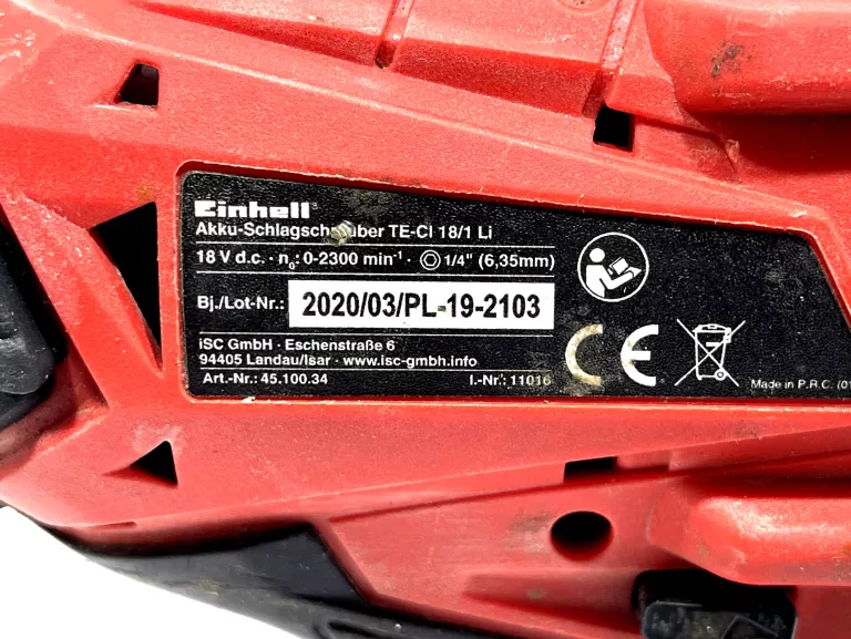ZAKRETARKA EINHELL TE-CI 18/1 LI + AKU 2.5 + ŁAD